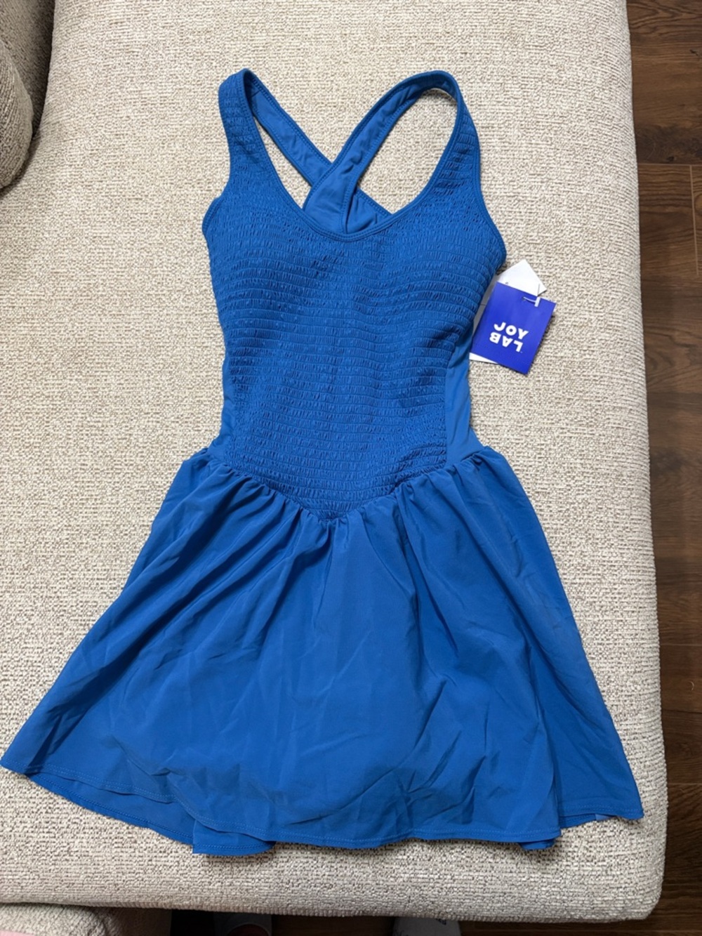 NWT JoyLab Bright Blue Smocked Active Dress w/shorts Size M grateful